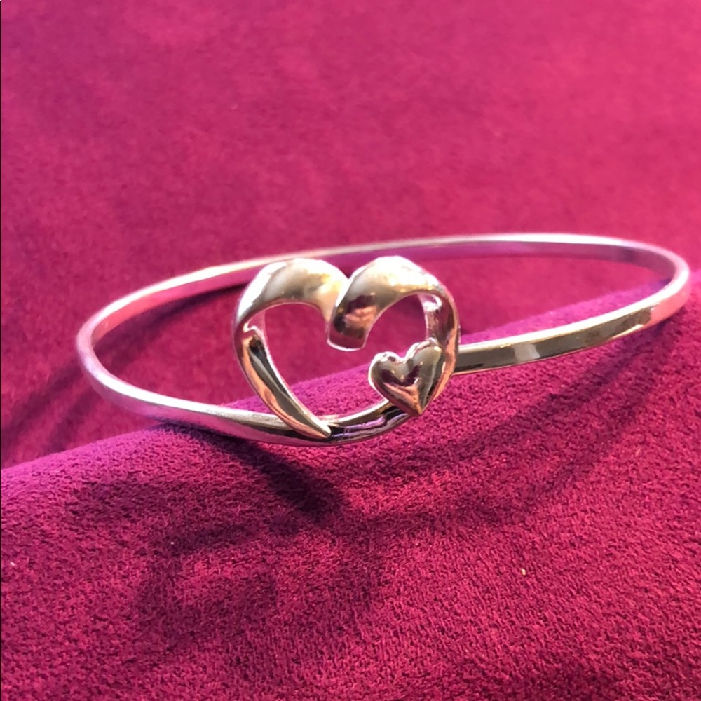 Sterling Silver Heart Bangle Bracelet